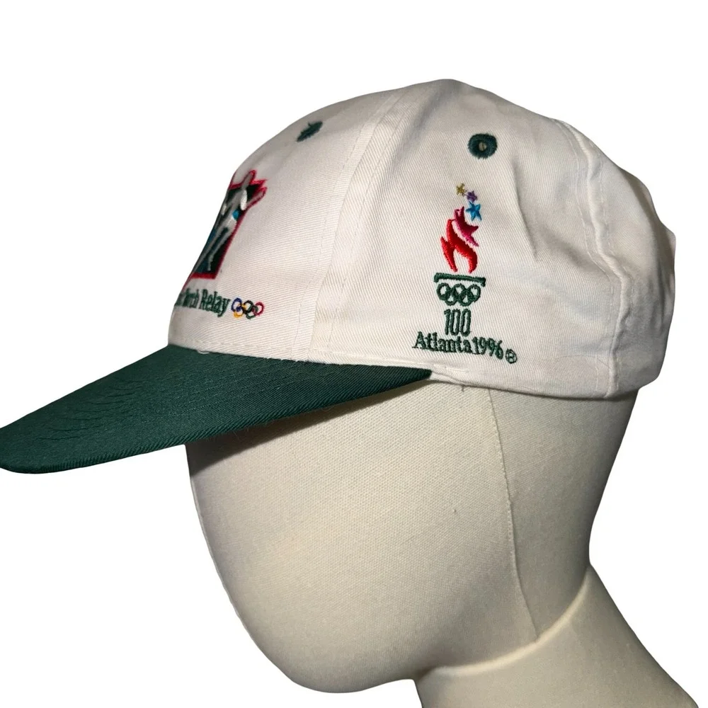 Vintage 1996 Atlanta Olympics Games Torch Relay The Game Snapback Hat Cap White